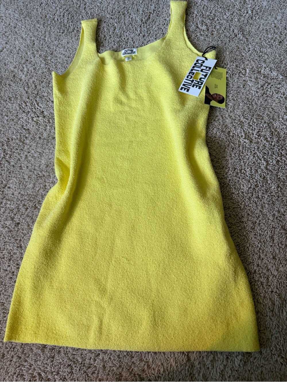 Bright Lemon Square-Neck Mini Dress